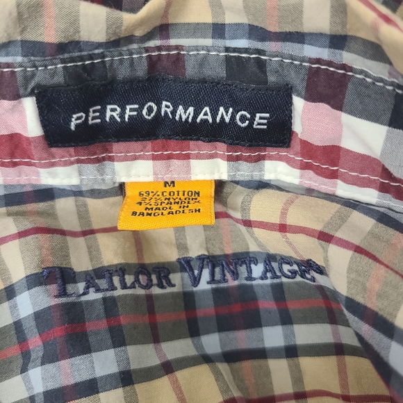 Taylor Vintage Plaid Button Down Collared Shirt Size Medium - Picture 2 of 5